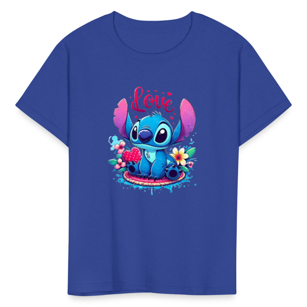 Kids Fruit of the Loom Stitch Print T Shirt - royal blue