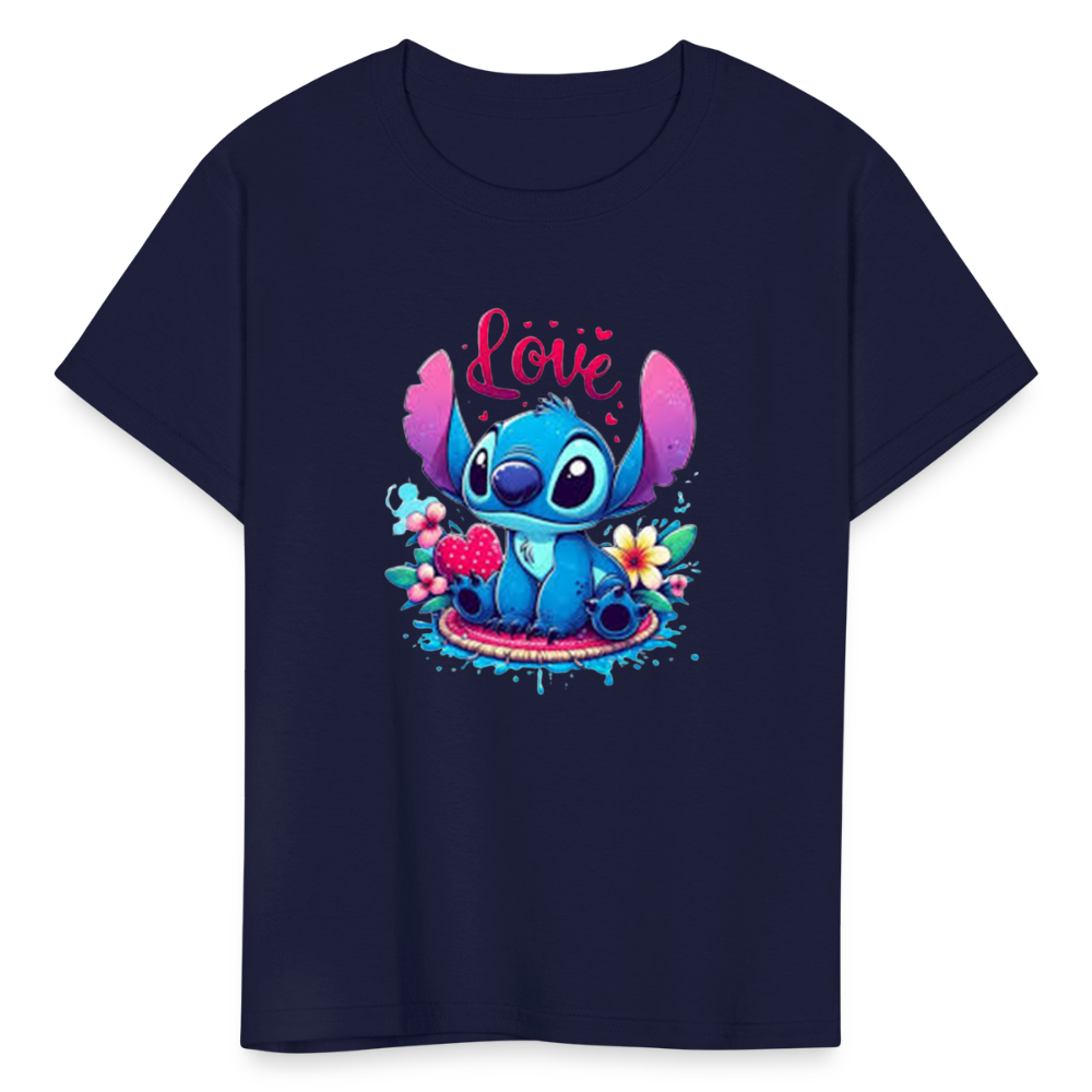 Kids Fruit of the Loom Stitch Print T Shirt - navy