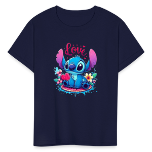 Kids Fruit of the Loom Stitch Print T Shirt - navy