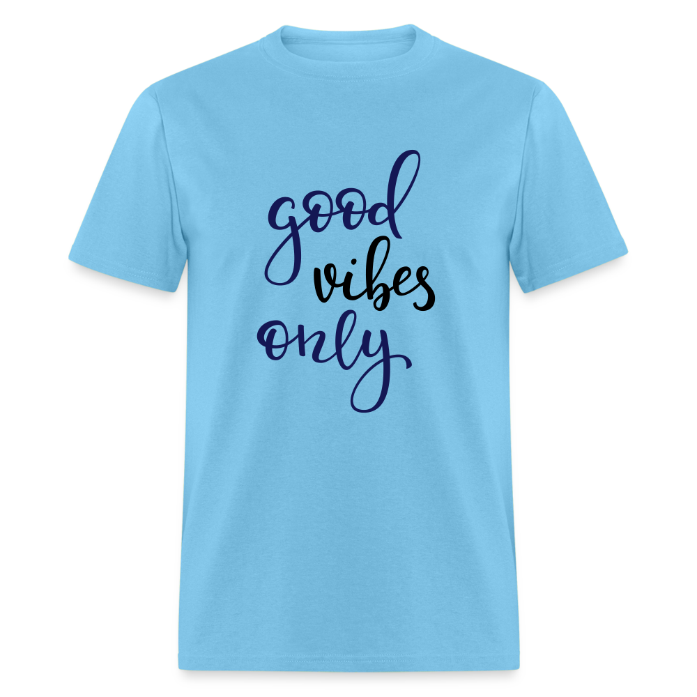 Unisex Good Vibes Print T Shirt - aquatic blue