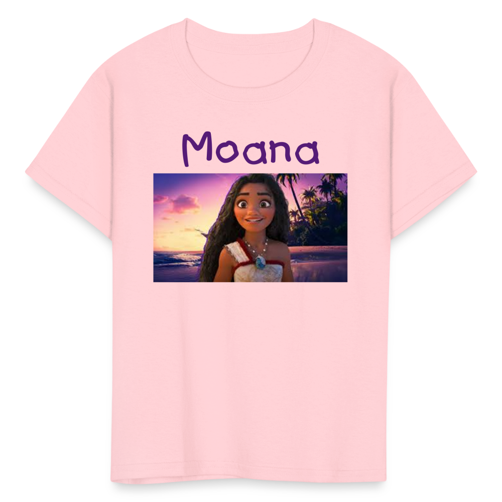 Kids Girls Fruit of the Loom Moana Print T Shirt - pink