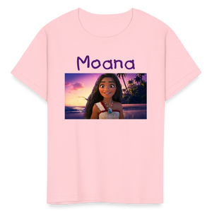 Kids Girls Fruit of the Loom Moana Print T Shirt - pink