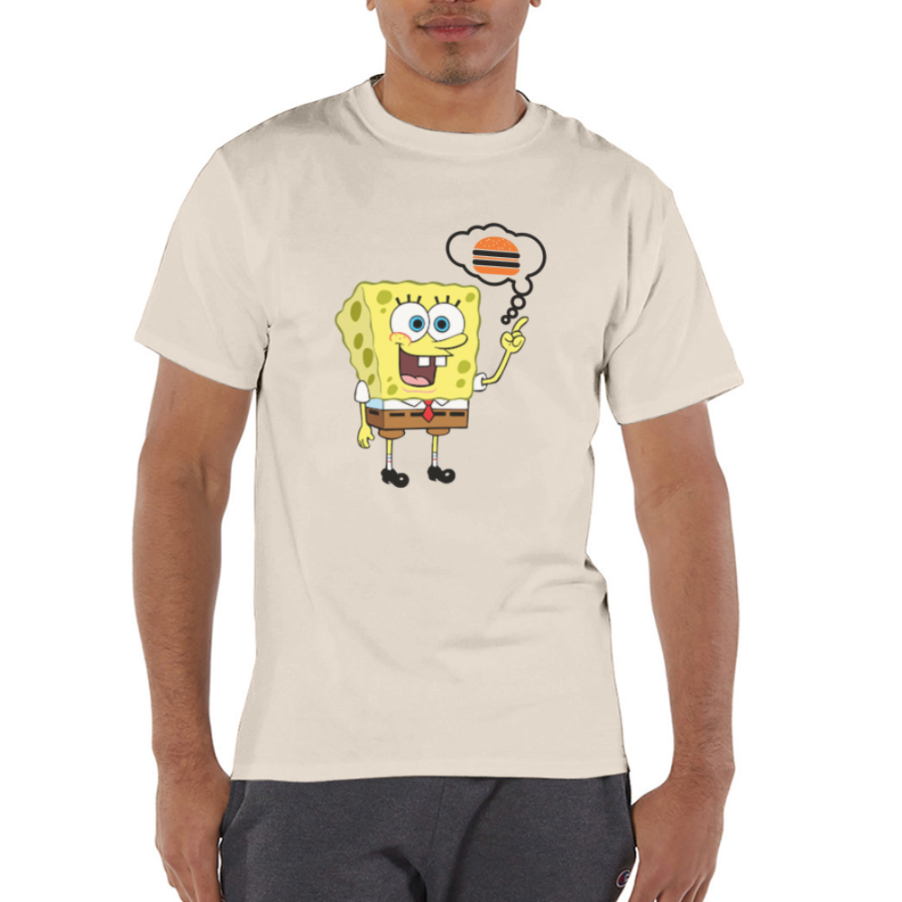 Unisex Champion SpongeBob Print T Shirt - Sand