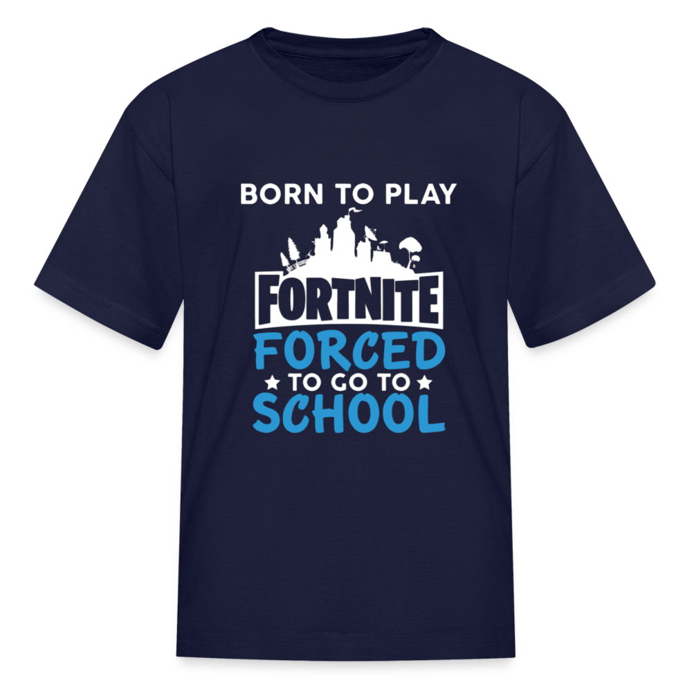 Boys Forced to go to School Print T Shirt - navy