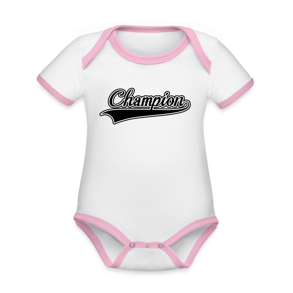 Babies Organic Contrast Short Sleeve Baby Bodysuit - white/pink