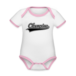 Babies Organic Contrast Short Sleeve Baby Bodysuit - white/pink