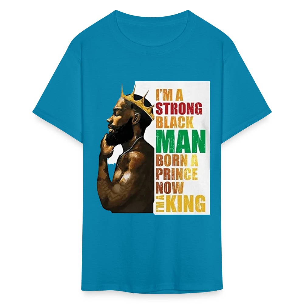 Men's Black King Print T Shirt - turquoise