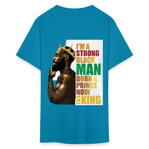 Men's Black King Print T Shirt - turquoise