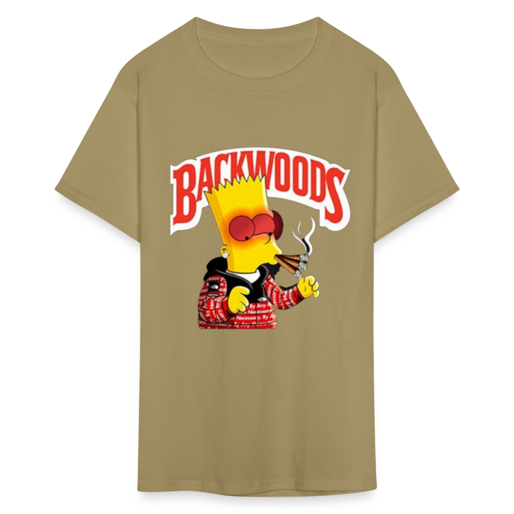 Unisex Backwoods Bart Print T Shirt - khaki