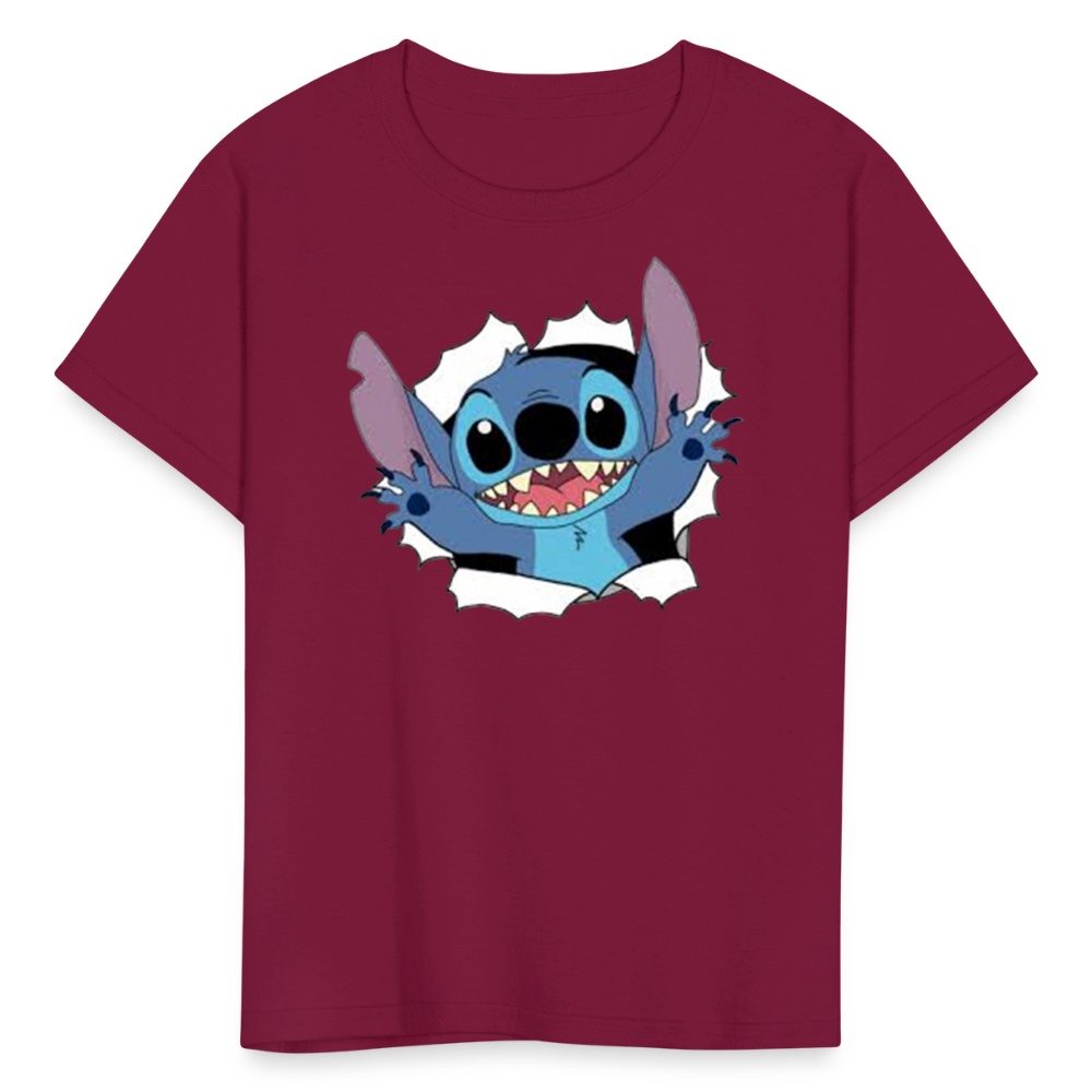 Kids and Babies Unisex Stitch Print  T-Shirt - burgundy