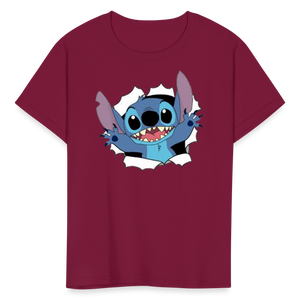 Kids and Babies Unisex Stitch Print  T-Shirt - burgundy