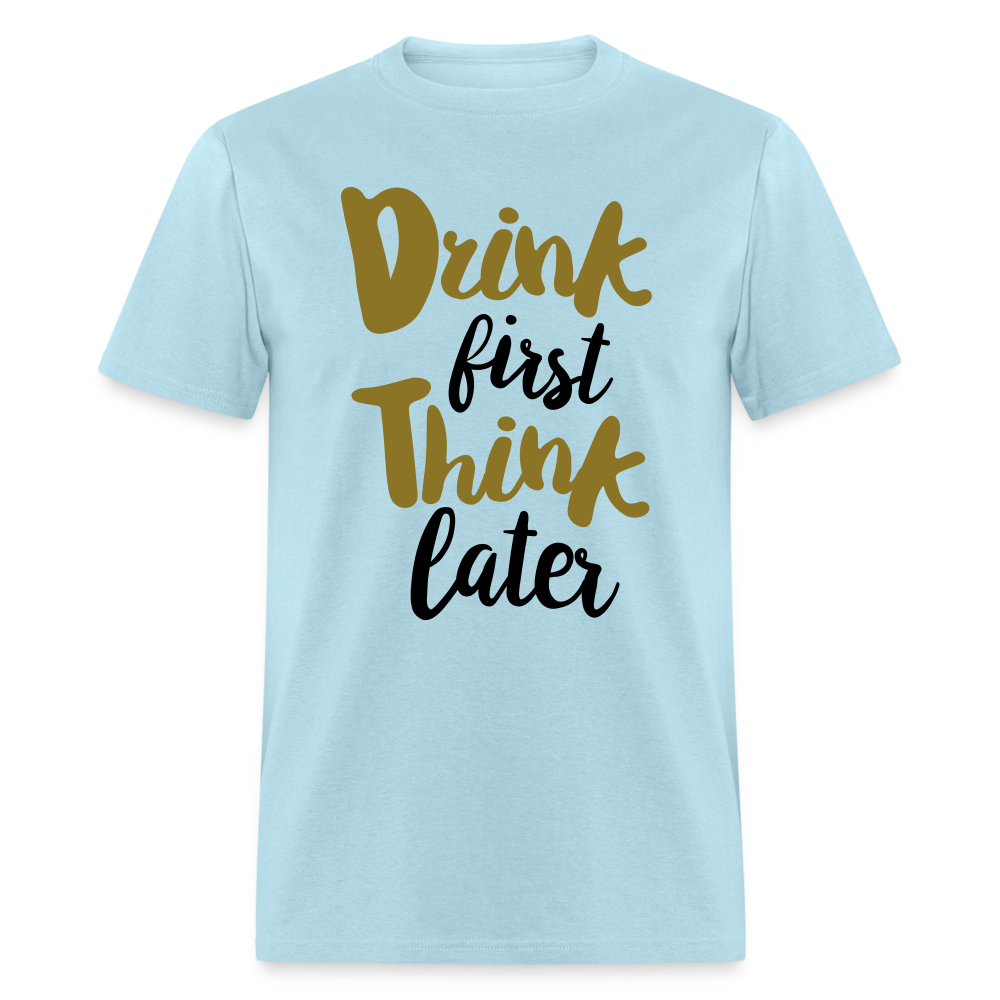 Unisex Drink Print T Shirt - powder blue