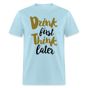 Unisex Drink Print T Shirt - powder blue