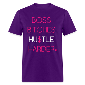 Women's Classic Boss Print T Shirt - purple