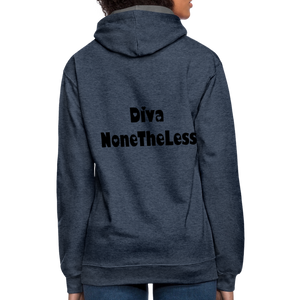 Contrast Custom Diva NoneTheLess Front & Back Hoodie - indigo heather/asphalt