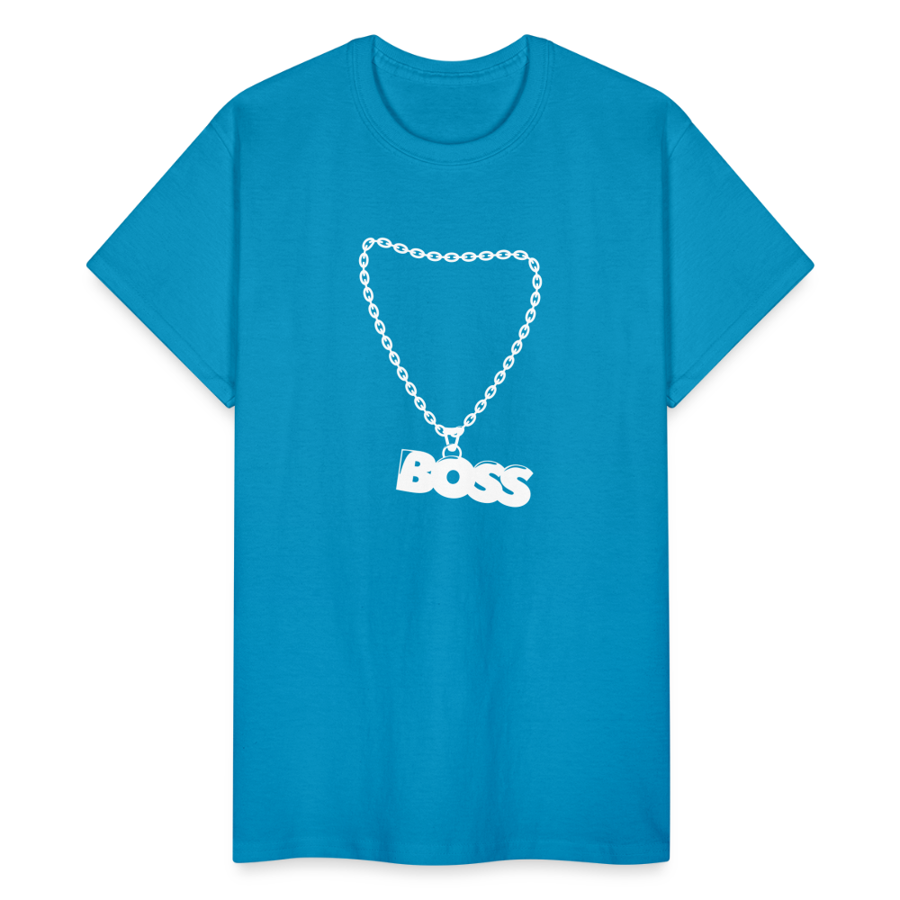 Unisex Adult Gildan Ultra Cotton Boss Print T Shirt - turquoise