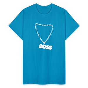 Unisex Adult Gildan Ultra Cotton Boss Print T Shirt - turquoise