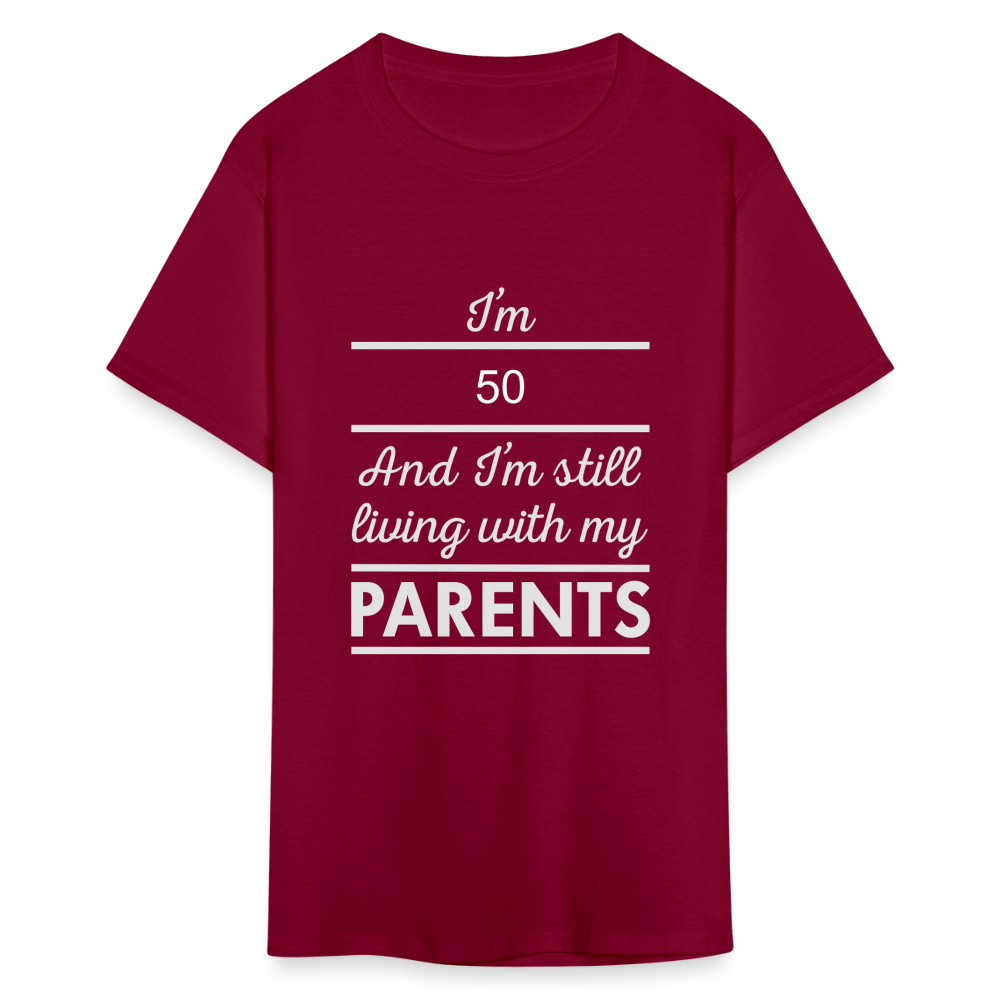 Unisex Classic 50 Print T Shirt - burgundy