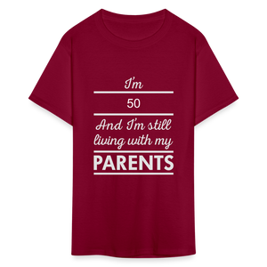 Unisex Classic 50 Print T Shirt - burgundy