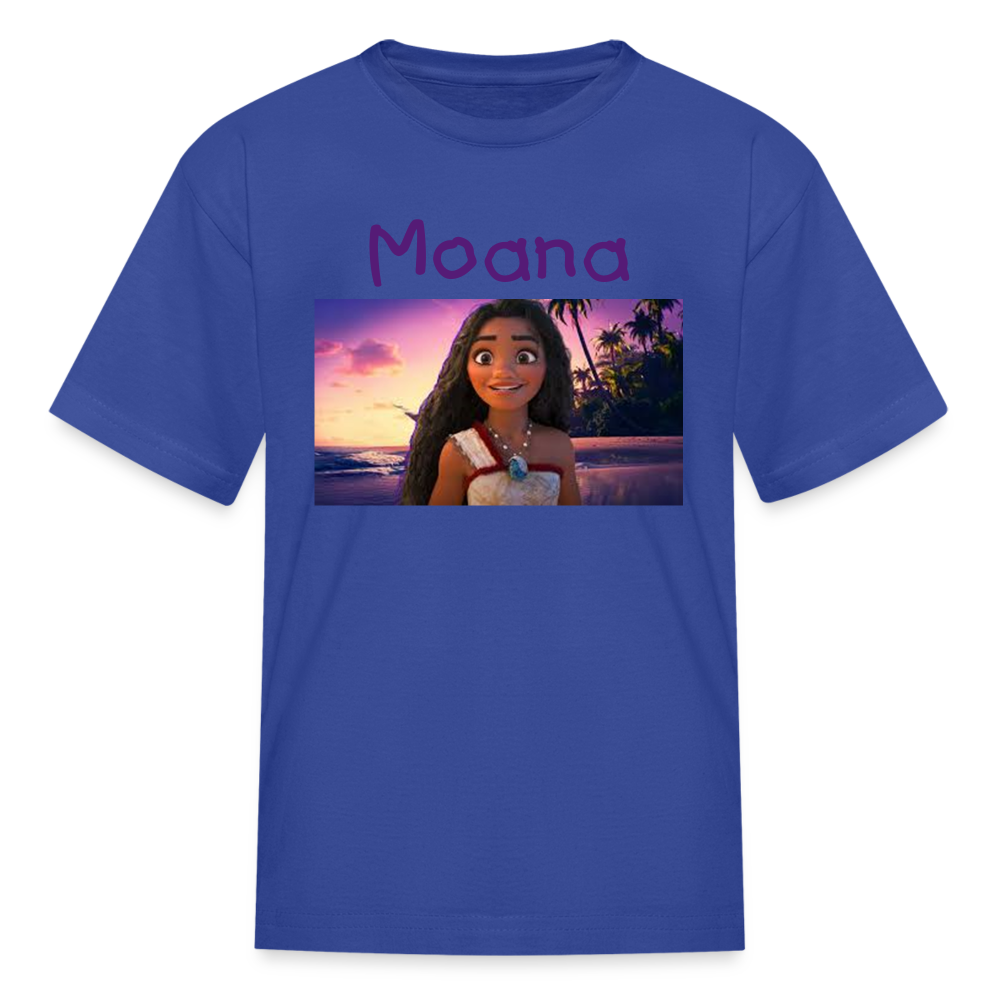 Kids Girls Fruit of the Loom Moana Print T Shirt - royal blue