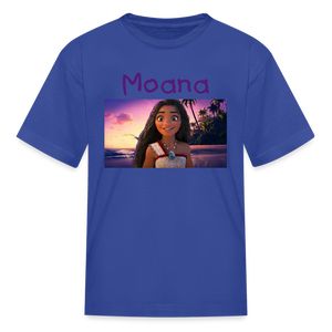 Kids Girls Fruit of the Loom Moana Print T Shirt - royal blue