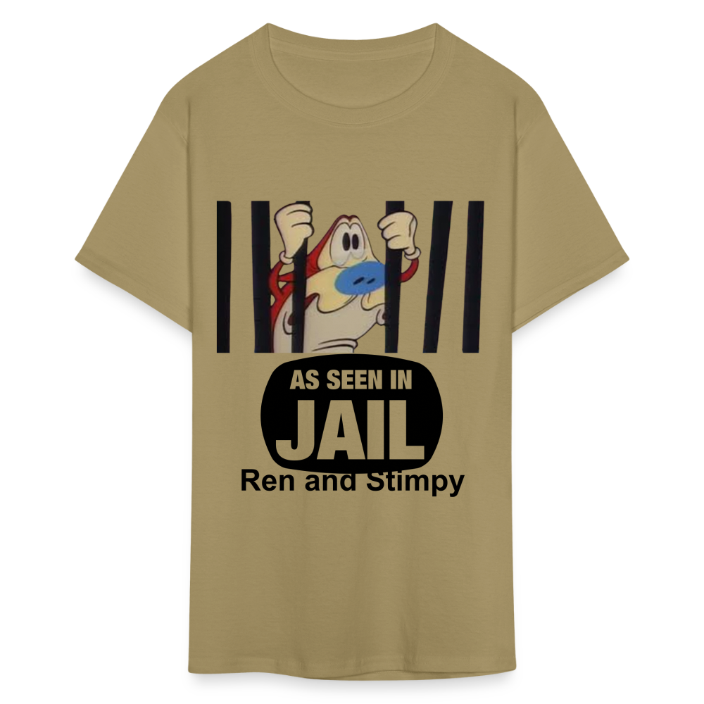 Unisex Ren and Stimpy Print T Shirt - khaki