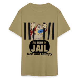 Unisex Ren and Stimpy Print T Shirt - khaki