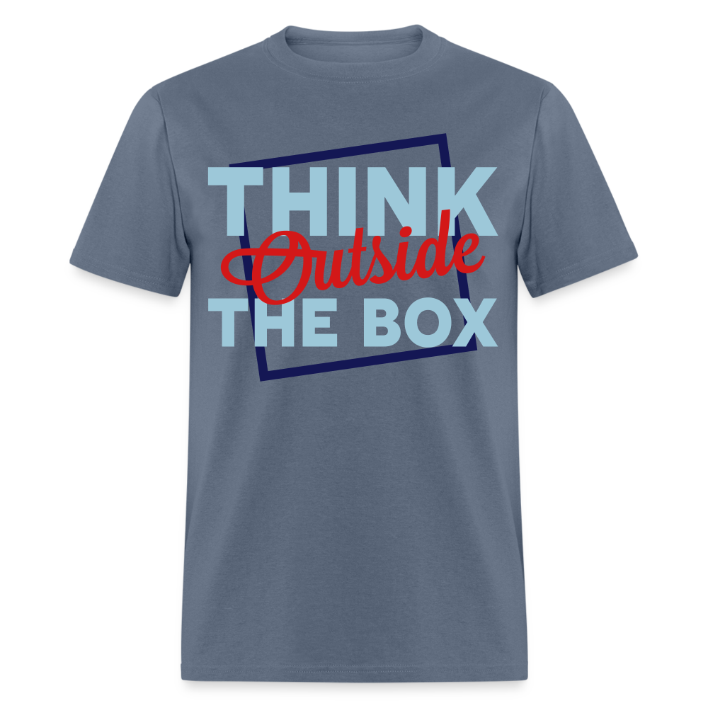 Unisex Adults Think Outside the Box Print T Shirt - denim