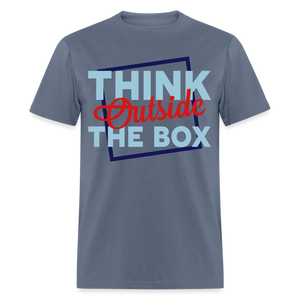 Unisex Adults Think Outside the Box Print T Shirt - denim