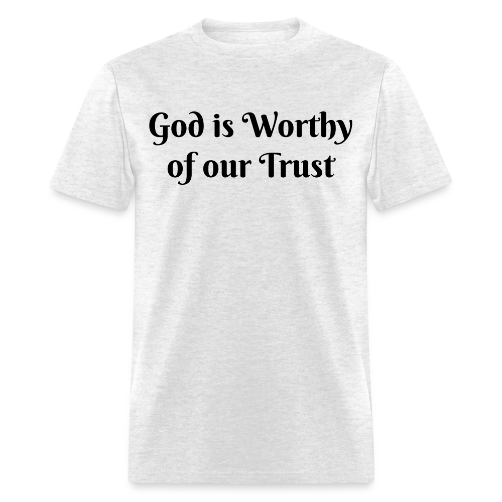 Adult Unisex God is Worthy Print T Shirt - light heather gray