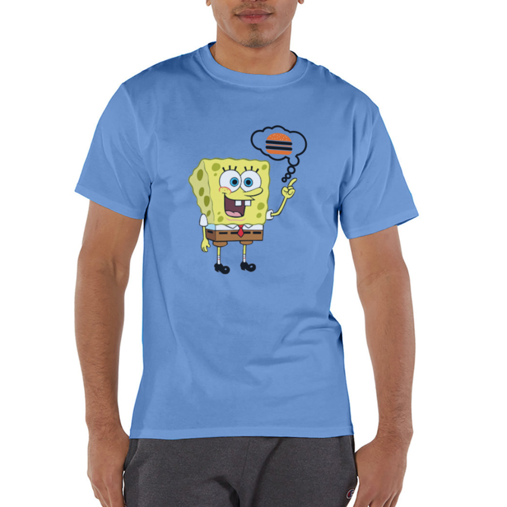 Unisex Champion SpongeBob Print T Shirt - sky blue