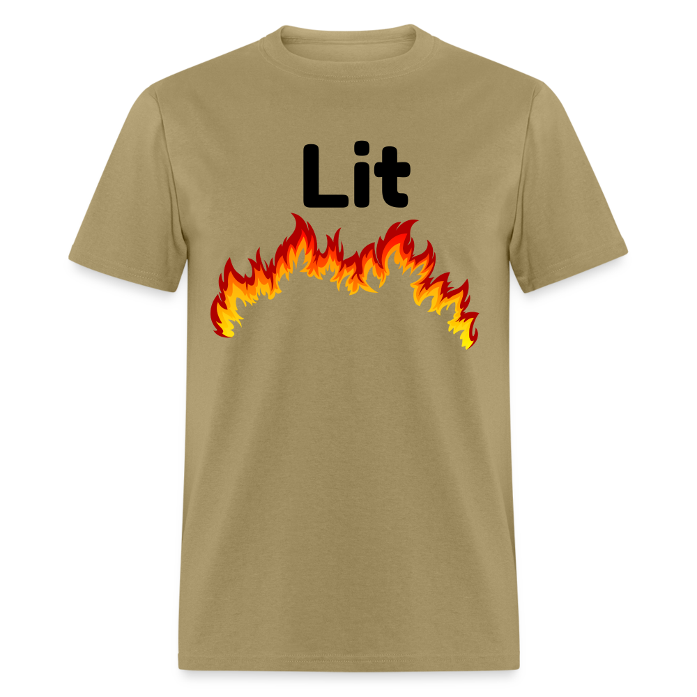 Unisex Lit Print T Shirt - khaki