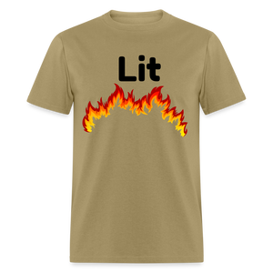 Unisex Lit Print T Shirt - khaki