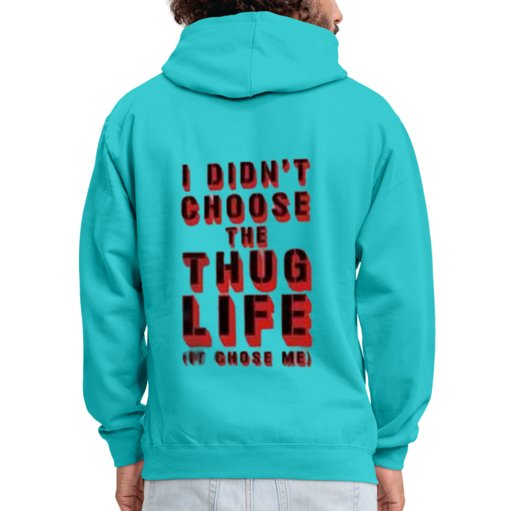 Boys Contrast Thug Life Print Hoodie - scuba blue/asphalt