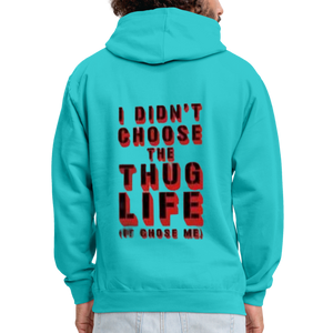 Boys Contrast Thug Life Print Hoodie - scuba blue/asphalt