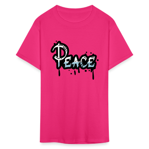 Unisex Peace Print T Shirt - fuchsia