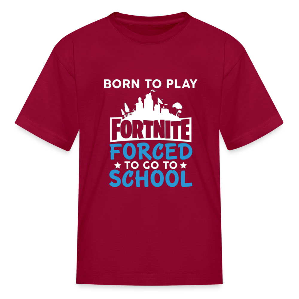 Boys Forced to go to School Print T Shirt - dark red