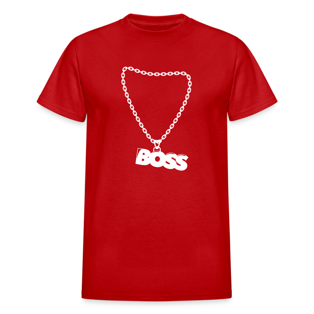 Unisex Adult Gildan Ultra Cotton Boss Print T Shirt - red