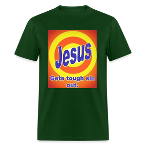 Unisex Classic Jesus Print T Shirt - forest green