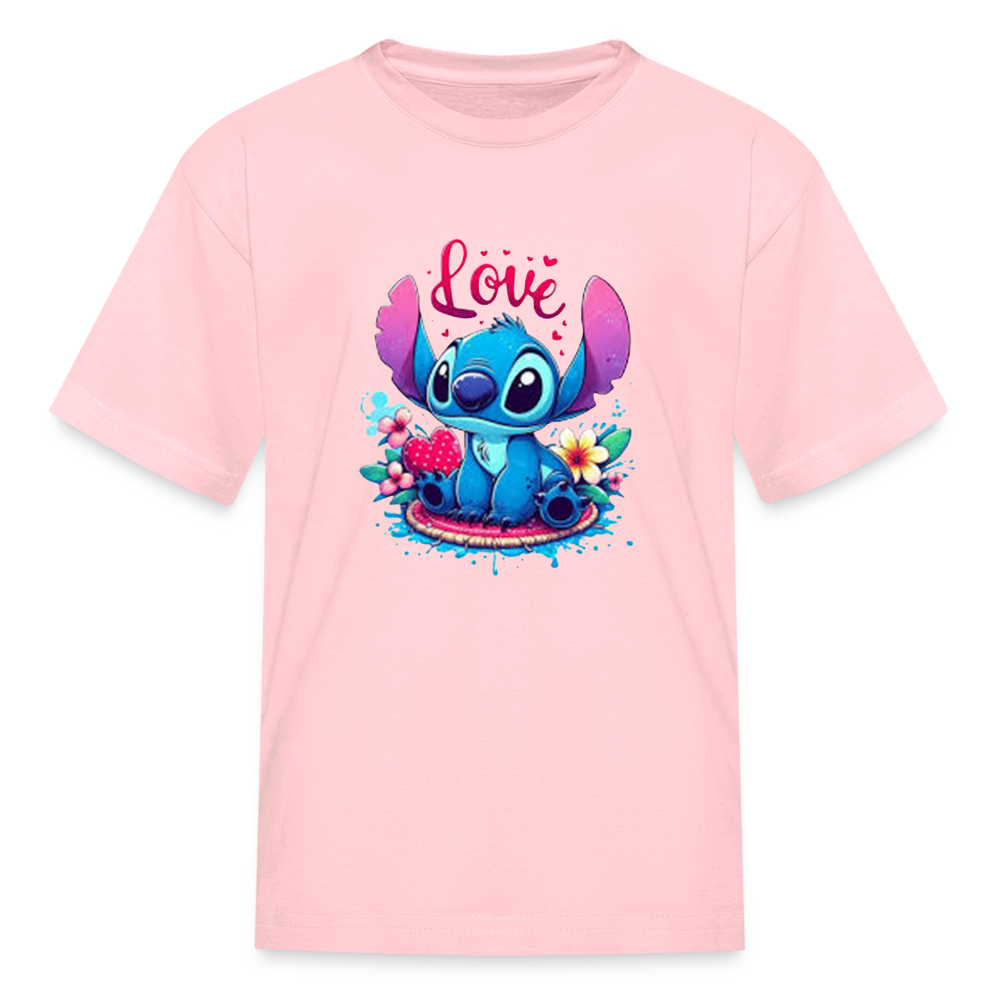 Kids Fruit of the Loom Stitch Print T Shirt - pink