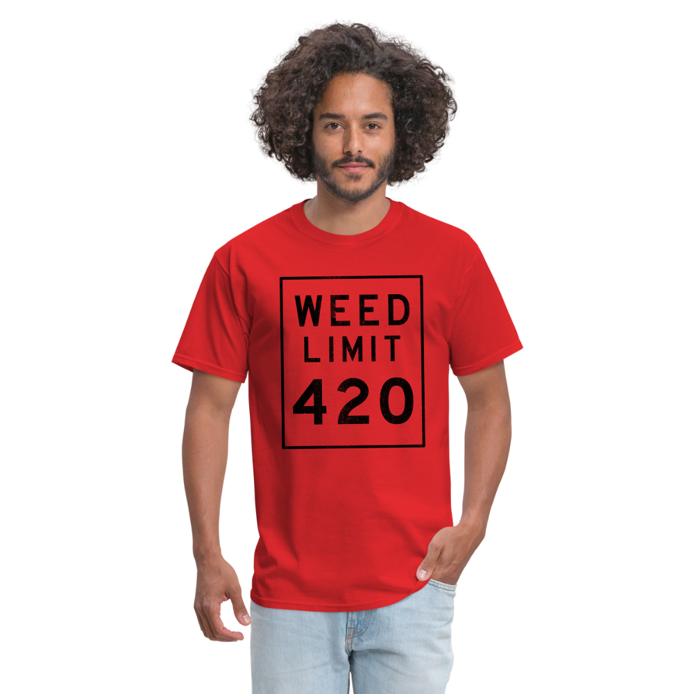 Unisex Weed Limit 420 Print T Shirt - red