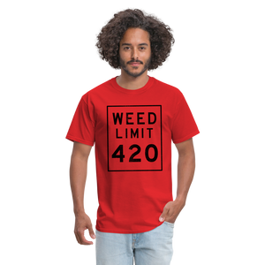 Unisex Weed Limit 420 Print T Shirt - red