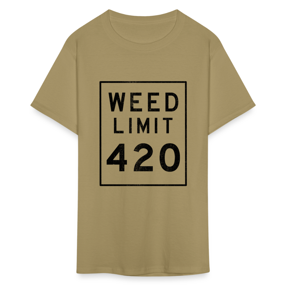 Unisex Weed Limit 420 Print T Shirt - khaki