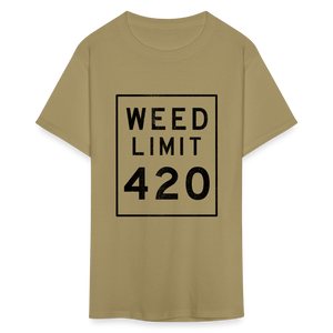 Unisex Weed Limit 420 Print T Shirt - khaki