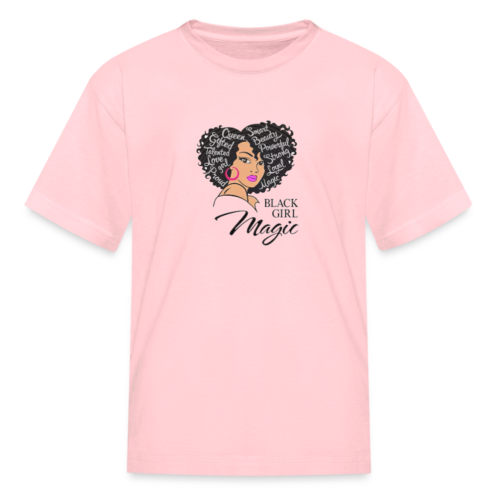 Girls Fruit of the Loom Black Girl Print T Shirt - pink