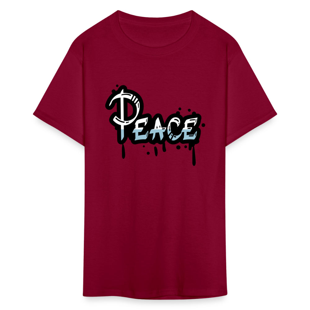 Unisex Peace Print T Shirt - burgundy