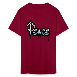 Unisex Peace Print T Shirt - burgundy