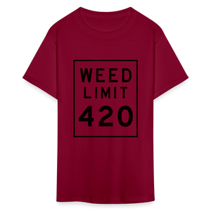 Unisex Weed Limit 420 Print T Shirt - burgundy