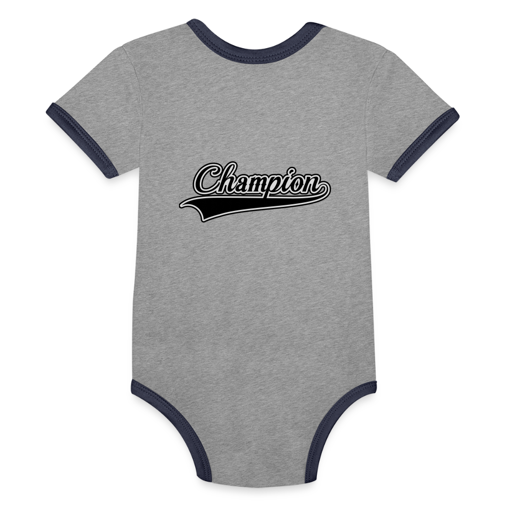 Babies Organic Contrast Short Sleeve Baby Bodysuit - heather gray/navy