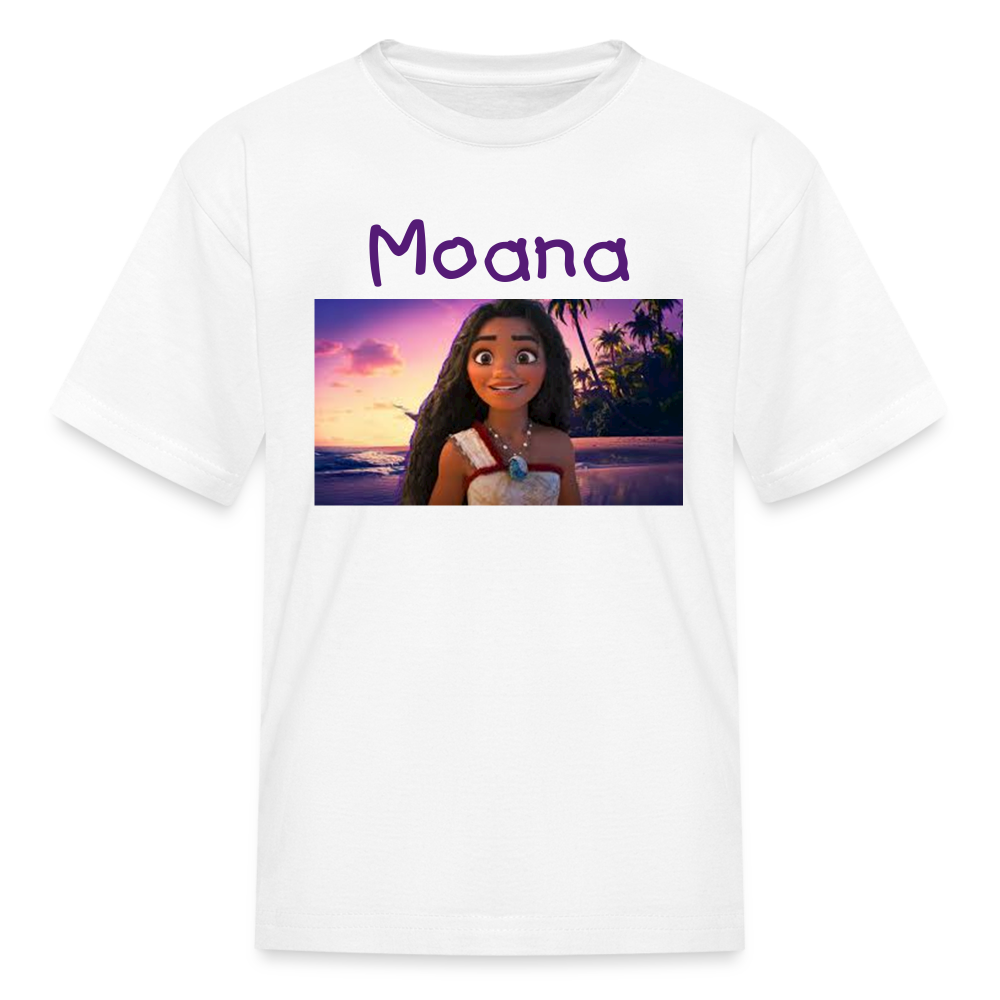 Kids Girls Fruit of the Loom Moana Print T Shirt - white